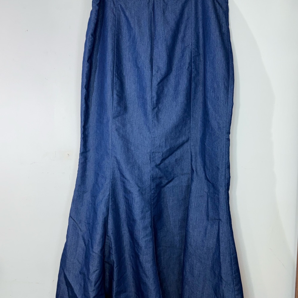 Ashley Stewart Elegant Blue Denim Skirt - Picture 2 of 2